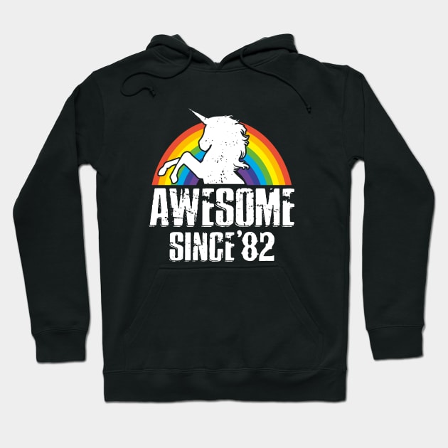 Unicorn Awesome Since 82 Love Rainbow Horse Hoodie by huepham613